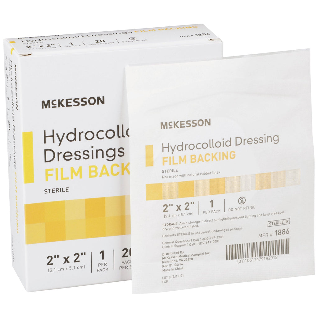 McKesson Hydrocolloid Dressing, Matric Design, Film Backing, 2" X 2" Square, Sterile, Light Beige