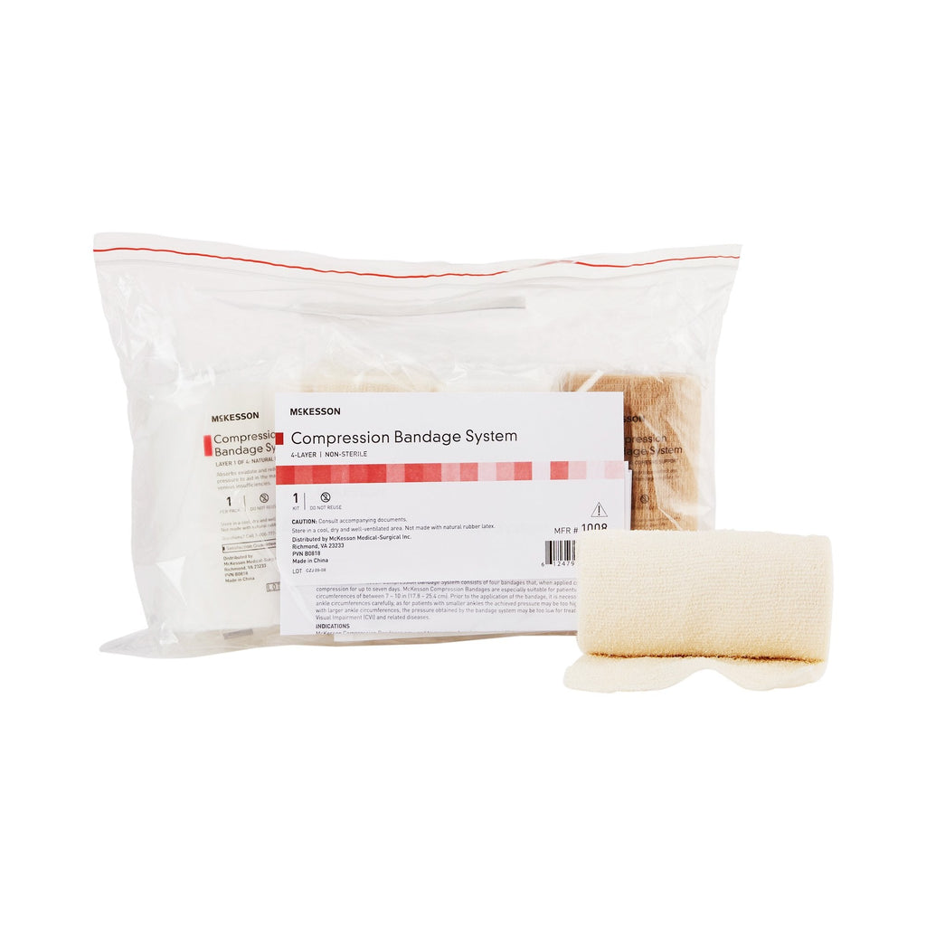 McKesson Self-Adherent 4-Layer Compression Bandage System, Tan / White