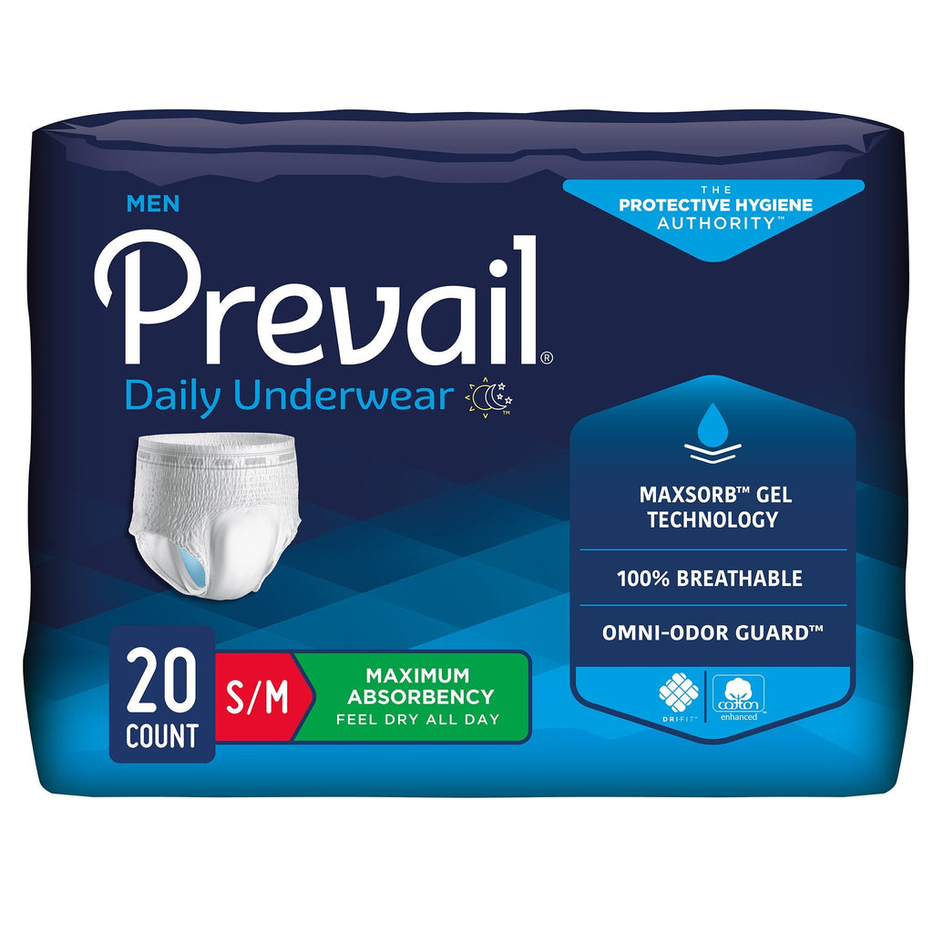 PrevailÂ¨ Men's Daily Maximum Absorbent Underwear, Small / Medium