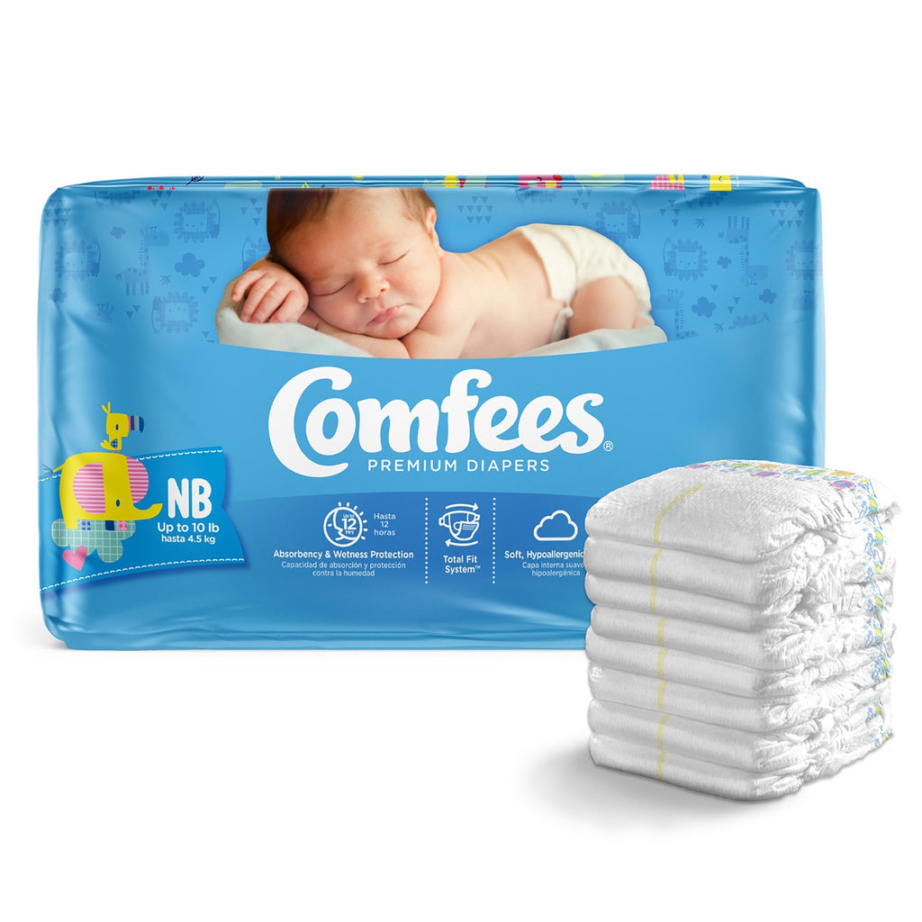 Attends Comfees Premium Baby Diapers, Unisex, Tab Closure, Newborn