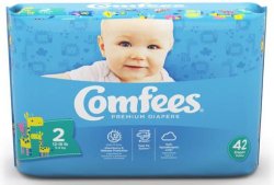 Attends Comfees Premium Baby Diapers, Unisex, Tab Closure, Size 2
