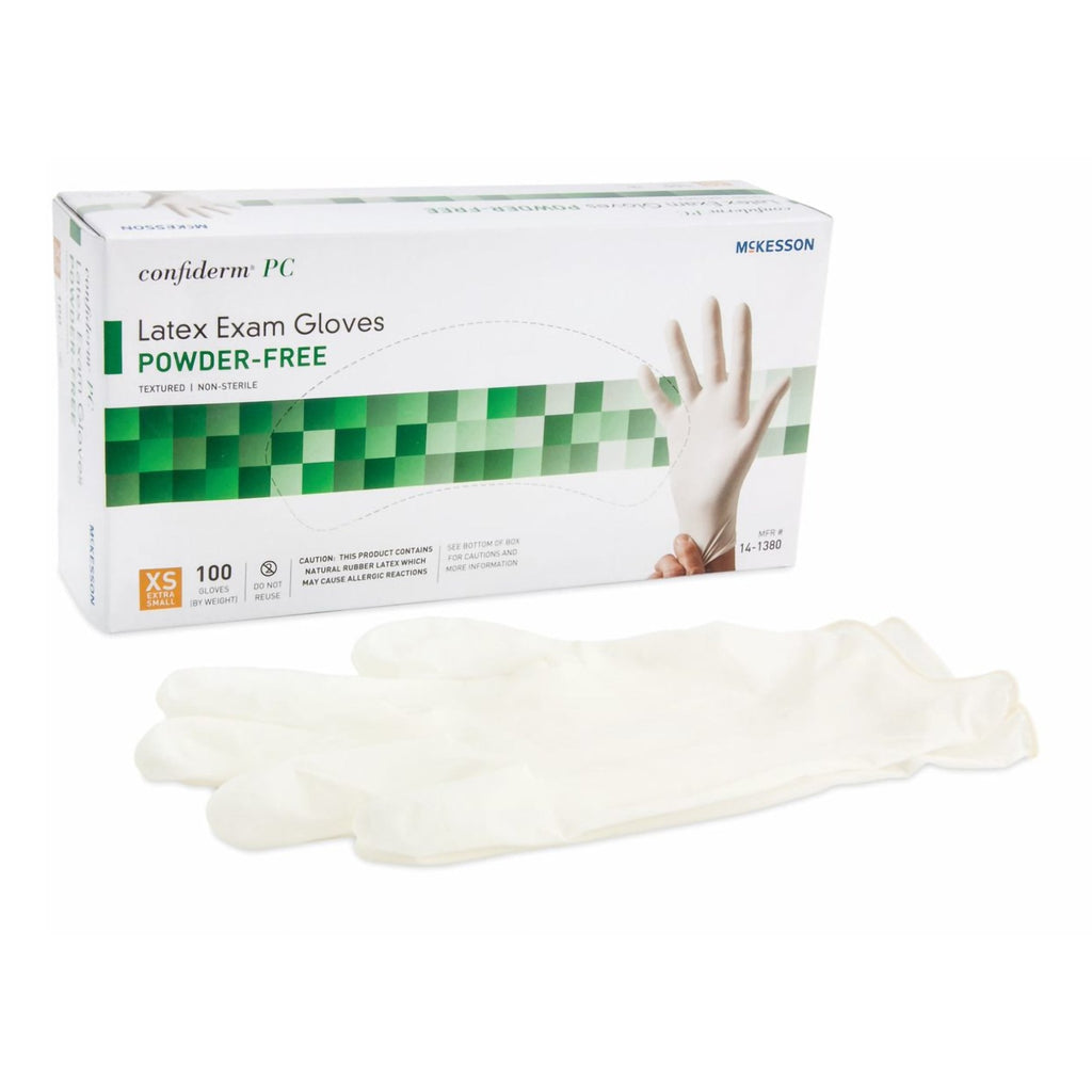 McKesson X-Small Non-Sterile, Latex, Standard Cuff Length, Not Chemo Approved Exam Gloves, Ivory