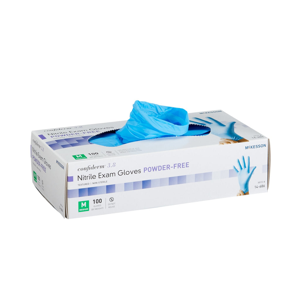 McKesson ConfidermÂ¨ 3.8 Nitrile Exam Glove, Medium, Blue