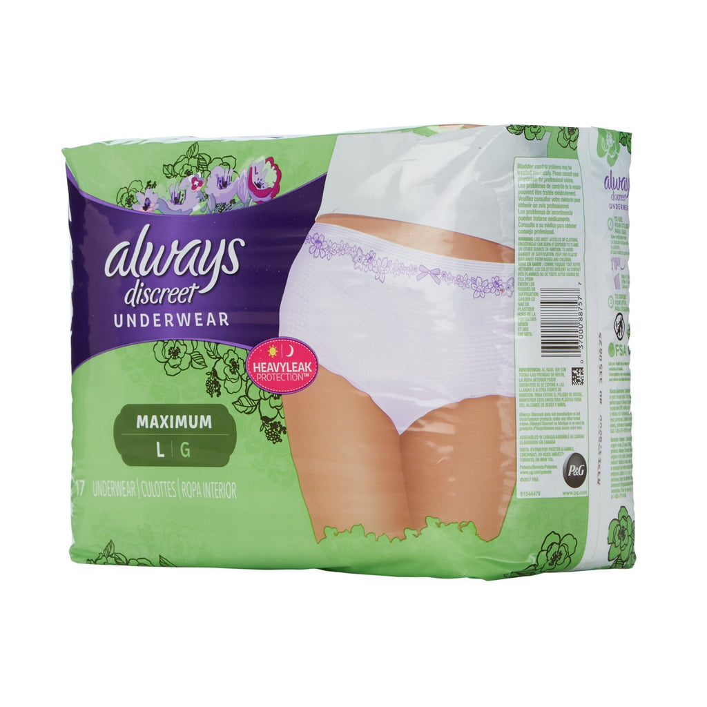 AlwaysÂ¨ Discreet Maximum Absorbent Underwear, Large