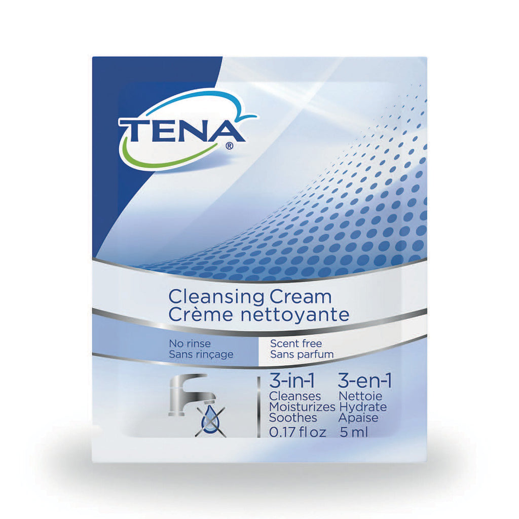 Tena Body Wash Cleansing Cream, Alcohol-Free, 3-in-1 Formula, Unscented, 0.17 oz, Individual Packet