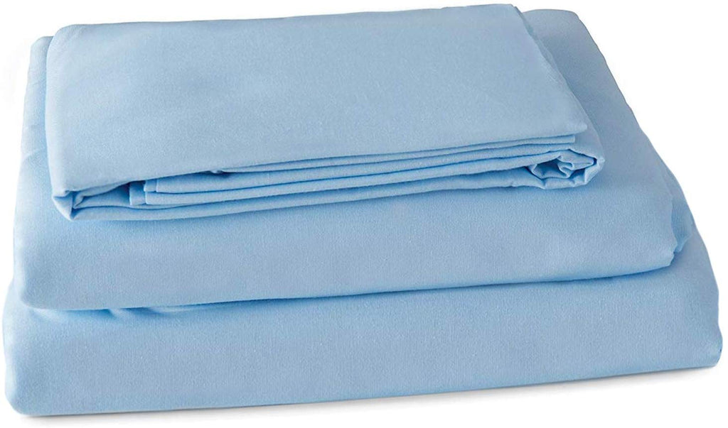 Lew Jan Cotton 50% / Polyester 50% Reusable  42" W x 80 L" Fitted Bed Sheet - Blue