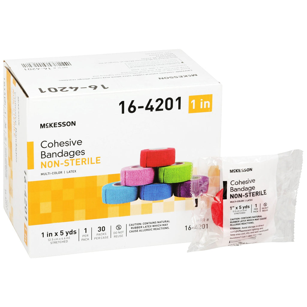 McKesson Cohesive Bandages Multicolor Self-Adherent Non-Sterile 1 Inch x 5 Yards