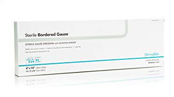 DermaRite Gauze Adhesive Dressing, White, Sterile, 4 X 14 inch Rectangle