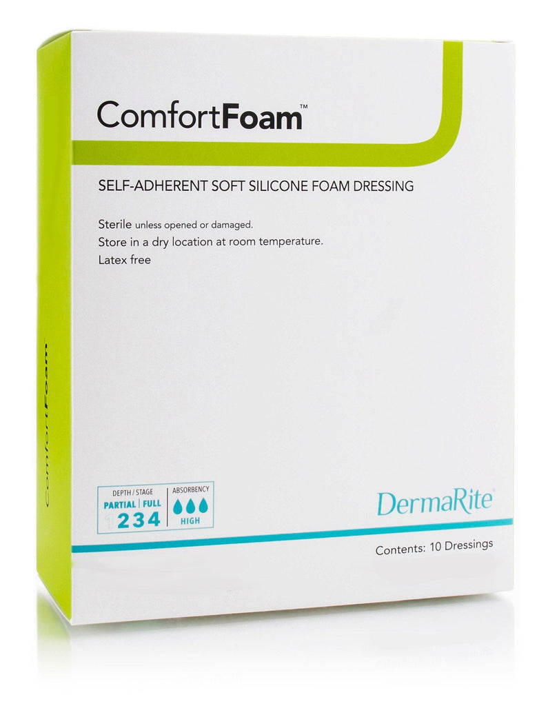 ComfortFoamÂª Silicone Adhesive without Border Silicone Foam Dressing, 4 x 8 Inch