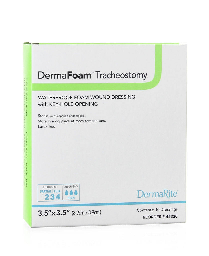 DermaFoamÂ¨ Tracheostomy Nonadhesive without Border Foam Dressing, 3_ x 3_ Inch