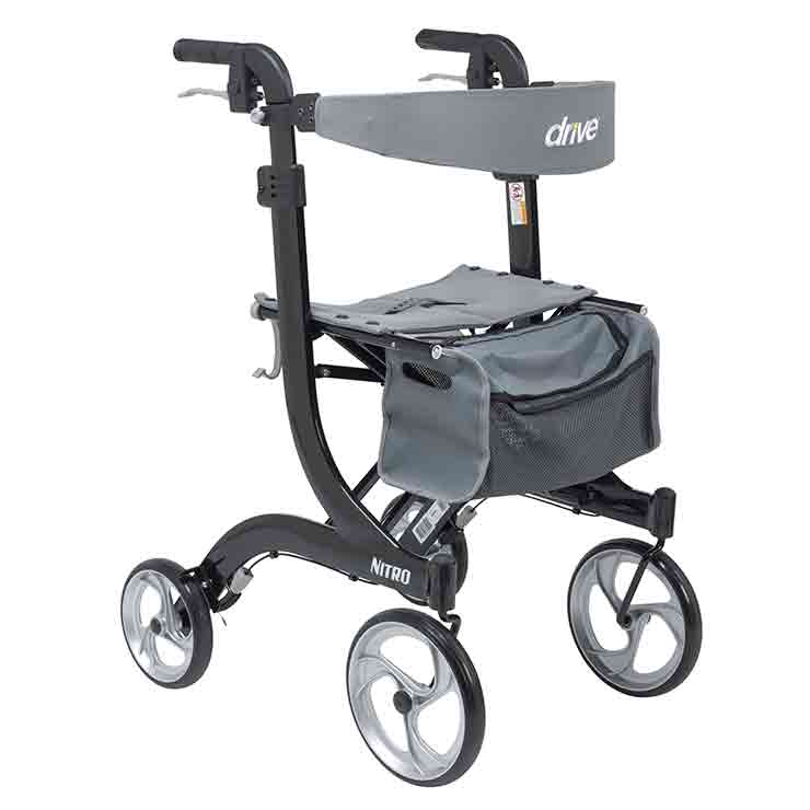 driveÂª Nitro 4 Wheel Rollator, Black