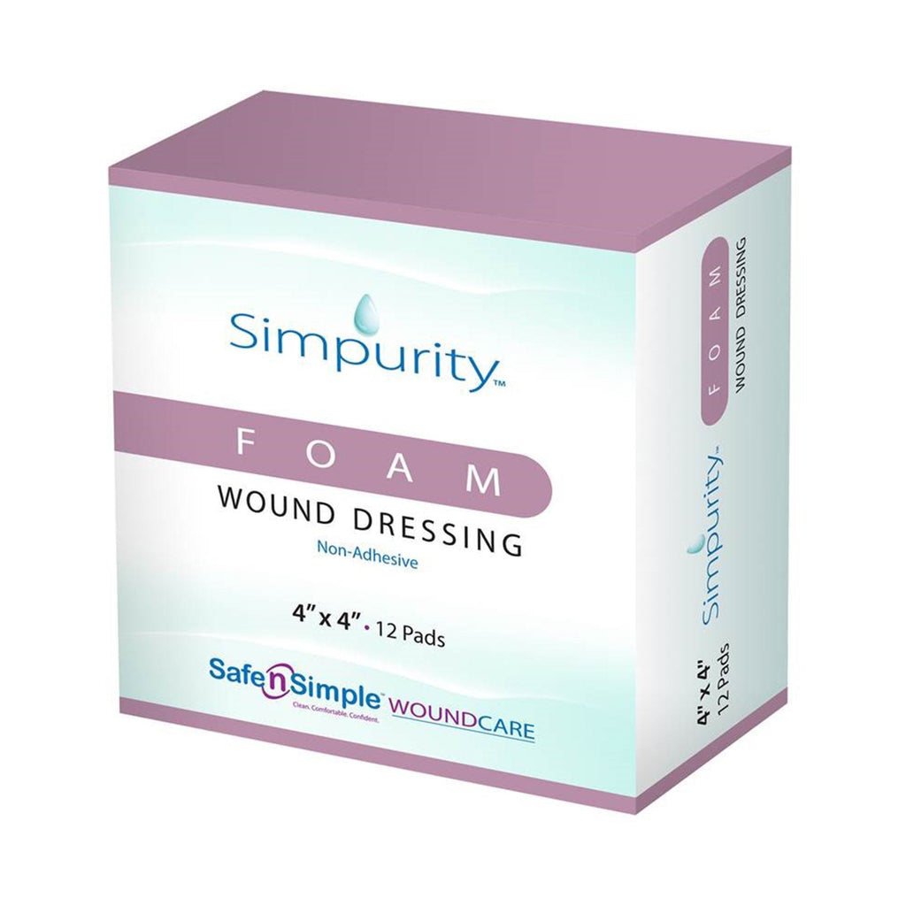 SimpurityÂª Nonadhesive without Border Foam Dressing, 4 x 4 Inch
