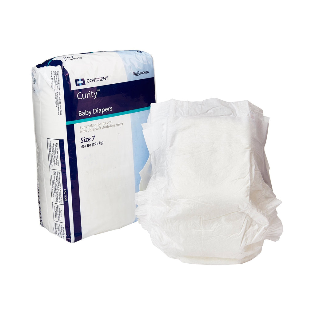 Curity Unisex Baby Diapers, Heavy Absorbency, Disposable, Size 7, 41+ LBS