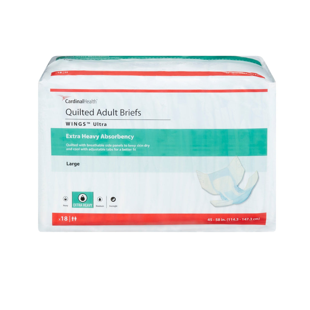 WingsÂª Ultra Quilted Extra Heavy Absorbency Incontinence Brief, Large
