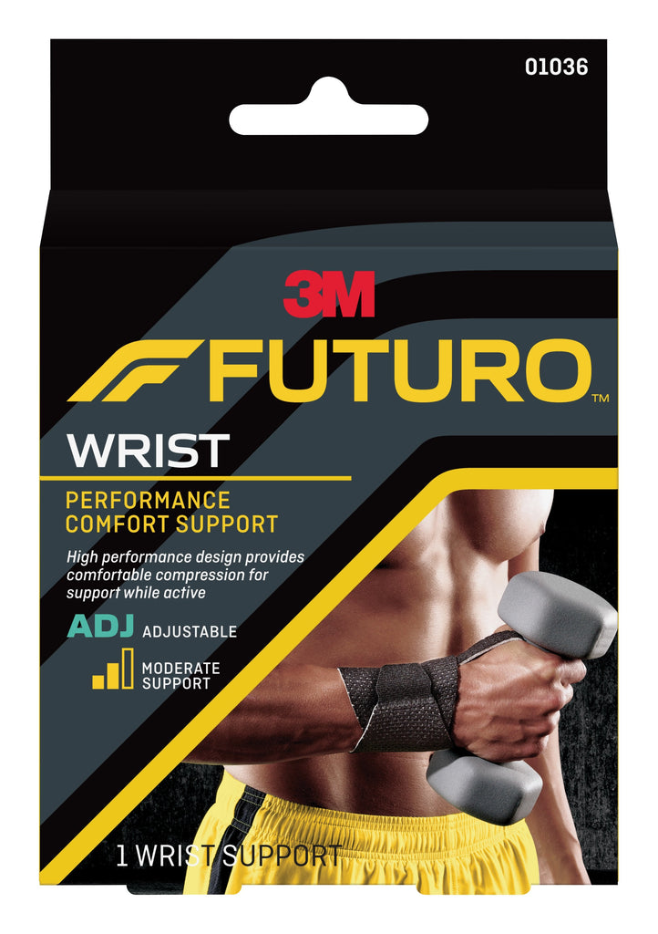 3M Futuro Performance Comfort Adult Wrist Support, One Size Fits Most, 4-1/2" to 9-1/2"
