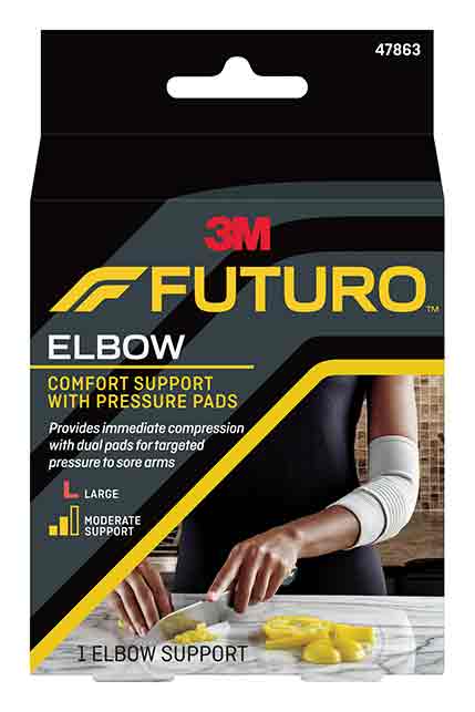 3M Futuro Comfort Elbow Support, Pressure Pads, Breathable, Elastic, Large