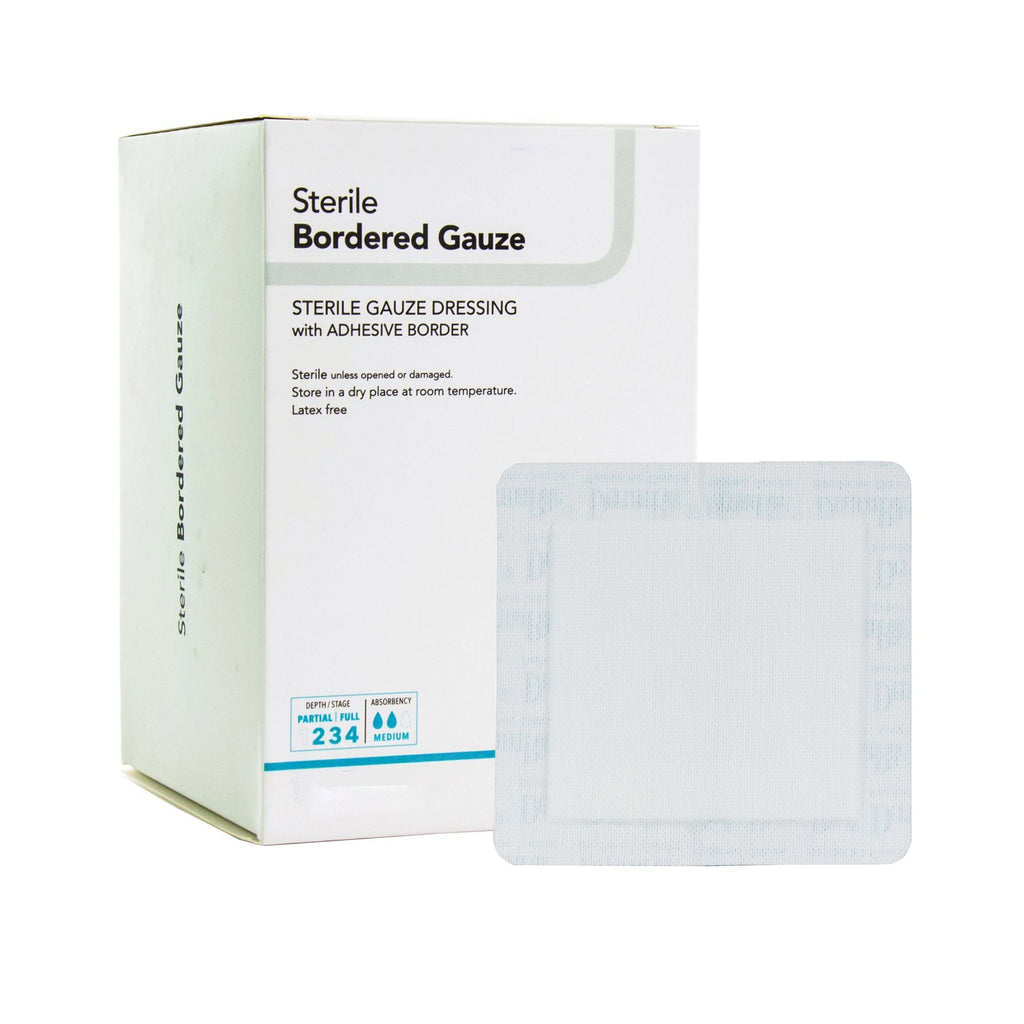 DermaRiteÂ¨ Bordered Gauze White Adhesive Dressing, 2 x 2 Inch
