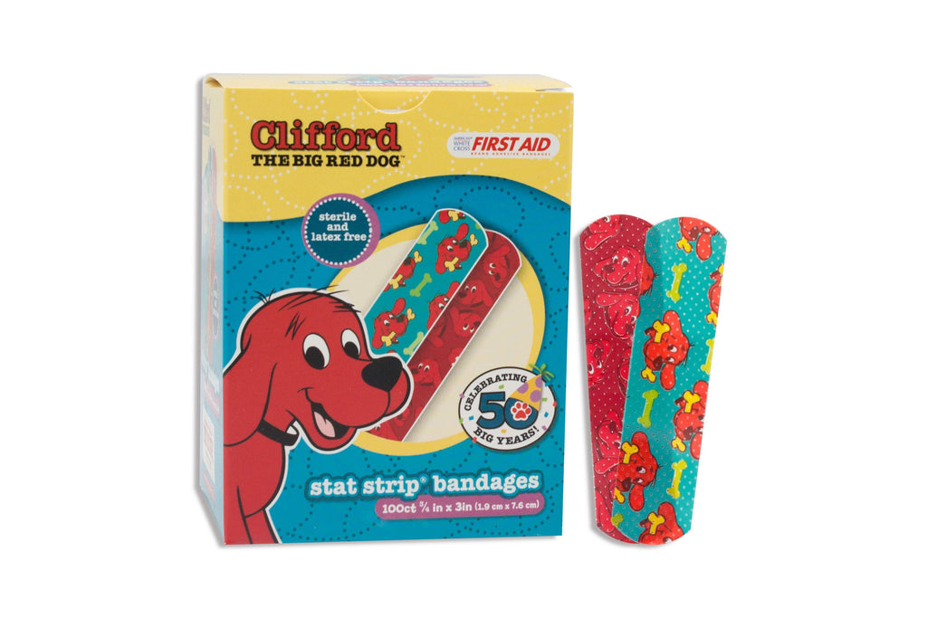 AmericanÂ¨ White Cross Stat StripÂ¨ Clifford the Big Red Dog Adhesive Strip, _ x 3 Inch