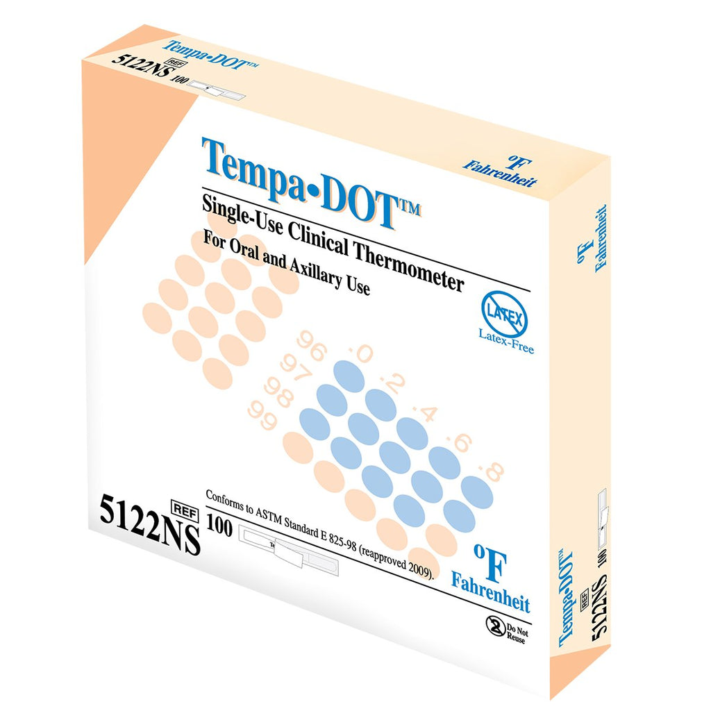 Disposable Oral Thermometer Tempa·DOT™ 99 to 104 °F Color Dots Display