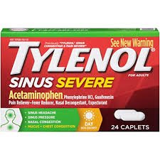 TylenolÂ¨ Sinus + Headache Acetaminophen / Phenylephrine HCl Cold and Sinus Relief