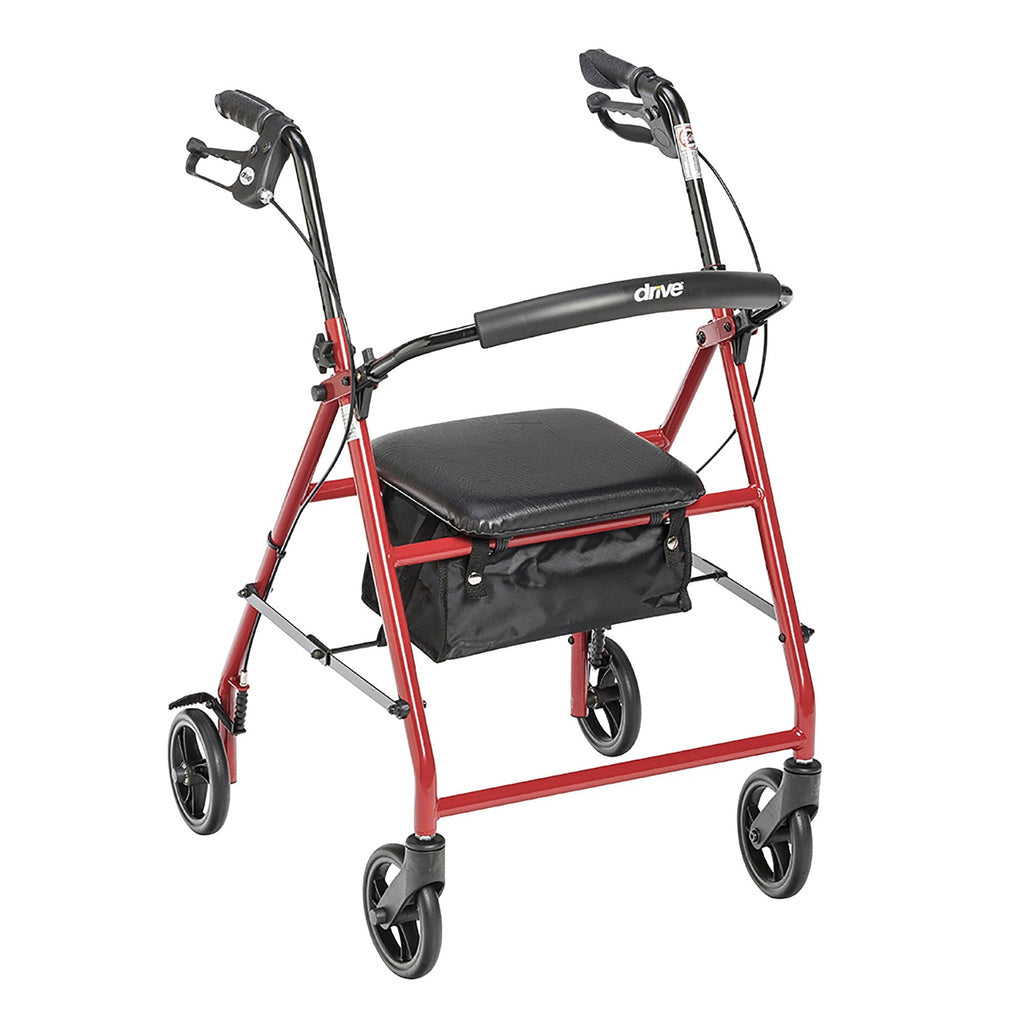 driveÂª 4 Wheel Rollator, Red