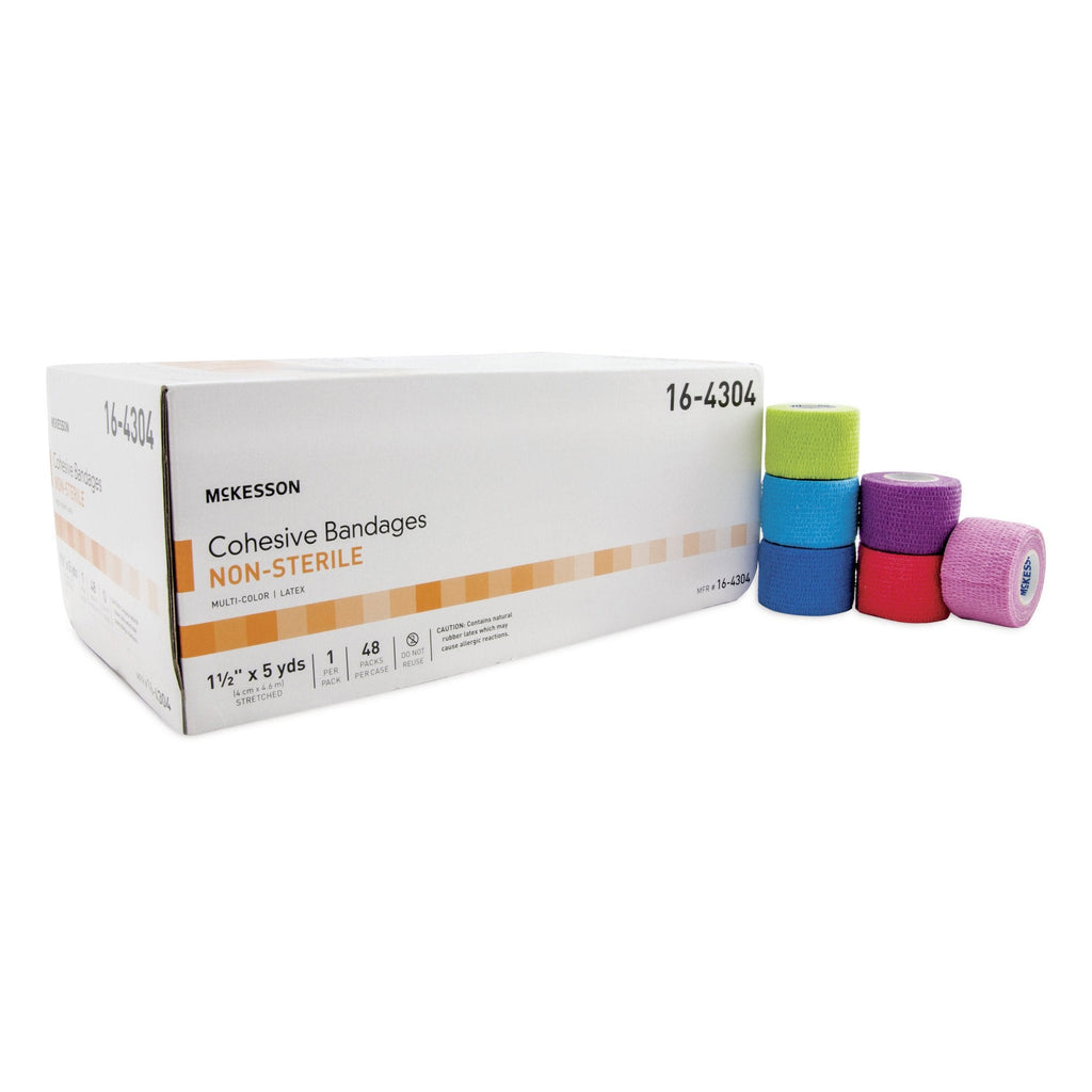McKesson Cohesive Bandage, Non-sterile, Multicolor, 1.5" x 5 yds