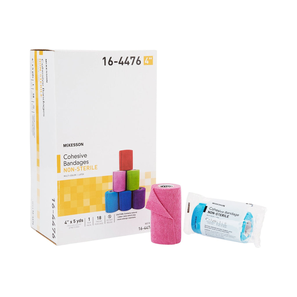 McKesson Cohesive Bandages, Multicolor, Self-Adherent, 4" x 5 Yards