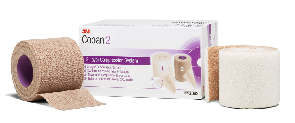 3MÂª CobanÂª 2 Layer Compression Bandage System, 35-40 mmHg, 2 Inch _ 1.3 Yard/ 2 Inch _ 3 Yard, Tan
