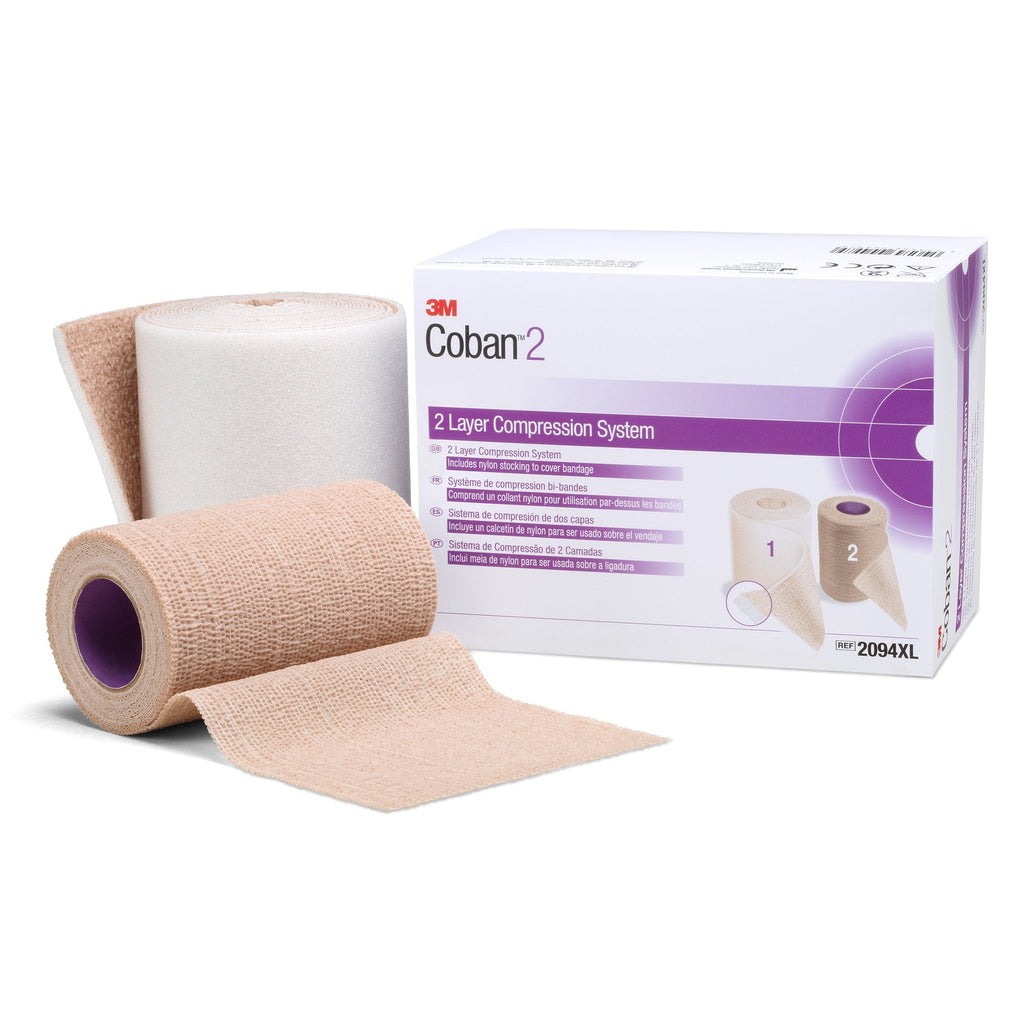 3MÂª CobanÂª 2-Layer Compression Bandage System, 4 Inch _ 3.8 Yard/ 4 Inch _ 6.3 Yard, Tan, 35-40 mmHg
