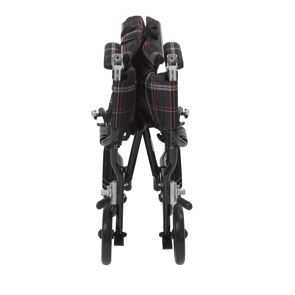 driveª Fly-Lite Ultra Lightweight Transport Wheelchair, Black with Black Finish