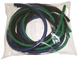 CanDo¨ Low Powder Pepª Pack Exercise Resistance Tubing Set, Green / Blue / Black, 6 Foot Length, Medium to X-Heavy Resistance