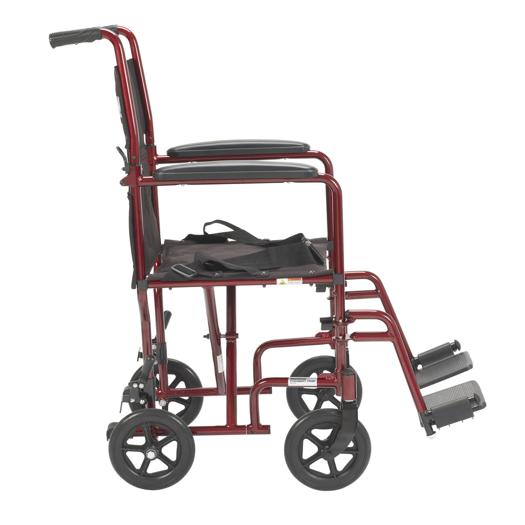 driveª Lightweight Transport Chair, Red, 17-Inch Seat Width