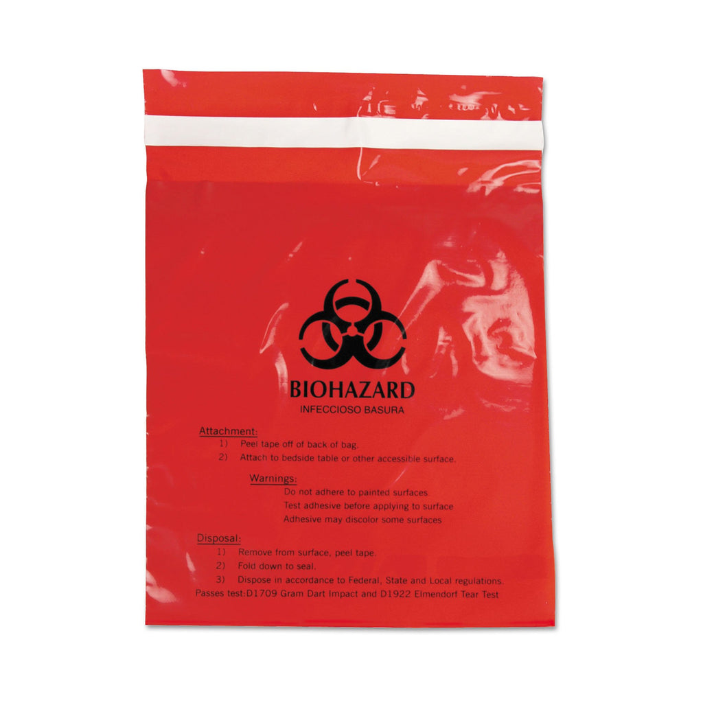Unimed Red Stick On Biohazard Bag