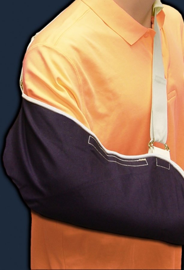 Bell-Horn¨ Adult Denim / White Fabric Arm Sling with Shoulder Pad, One Size Fits Most