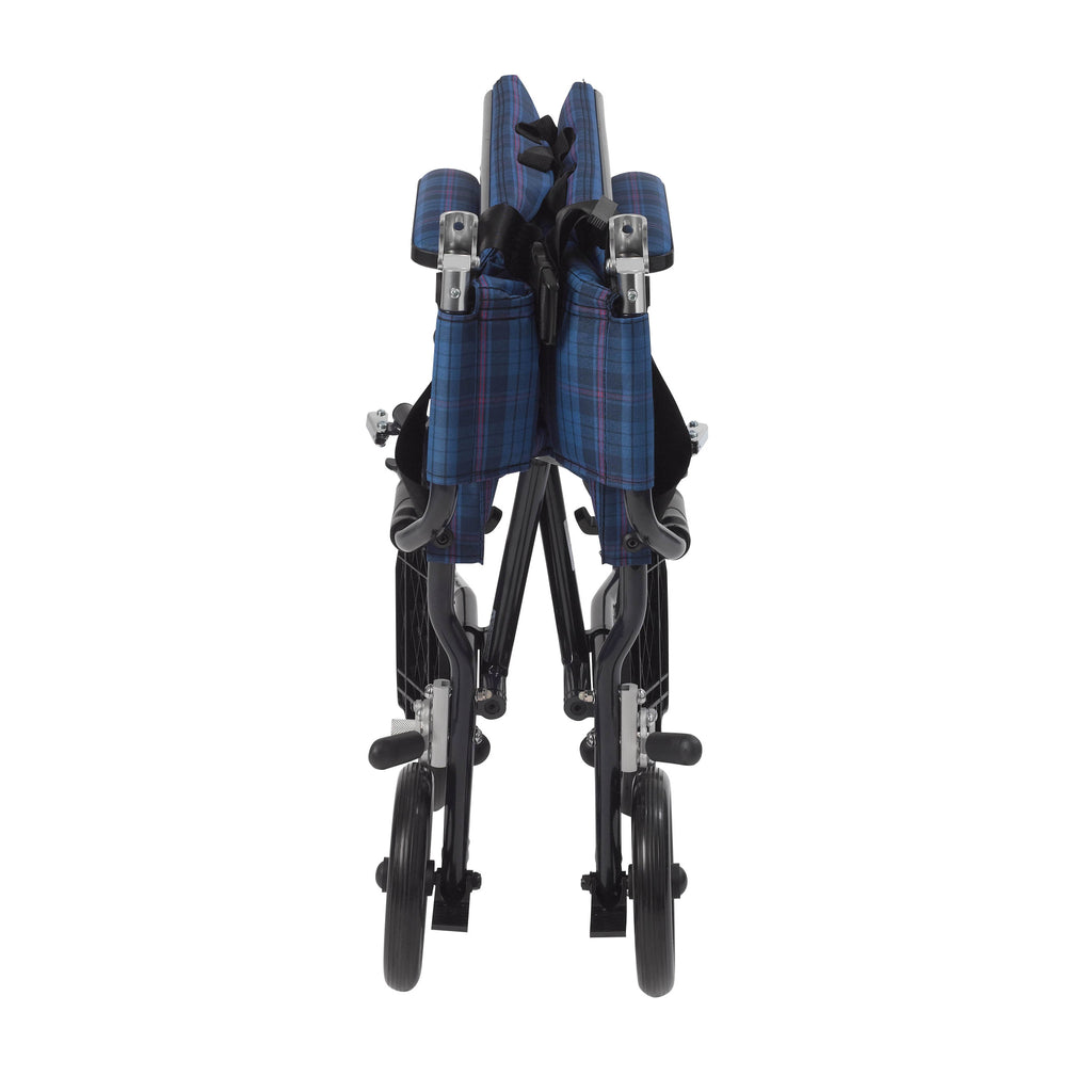 driveª Fly-Lite Ultra Lightweight Transport Wheelchair, Blue with Blue Finish