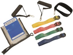 CanDo¨ Exercise Resistance Band Set, Yellow / Red / Green / Blue, X-Light to Heavy Resistance